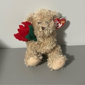Ty Beanie Baby 2005 Holiday Teddy Bear Red Rose NWT